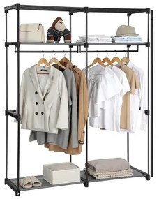 MATIS textilszekrény polcokkal és akasztórúddal, 140 x 174 cm, fekete