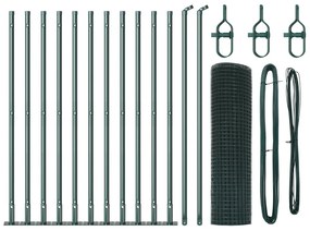 Hegesztett drótkerítés 13 flancos oszloppal Zöld 0.4x25 m Acél