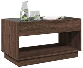 Barna tölgy végtelen hatású LED-es dohányzóasztal 90x50x50 cm