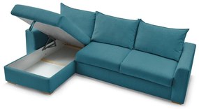 Kék kordbársony kinyitható sarokkanapé (variálható) Augustin – Bobochic Paris