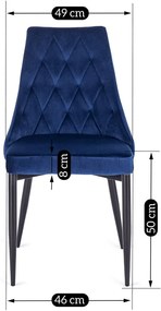 Sötétkék Bársony Étkezőszék CORK