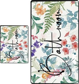Fürdőszobai kilépő szett 2 db-os 60x100 cm Green In Flower – Foutastic
