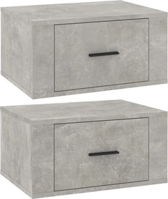 vidaXL 2 db betonszürke falra szerelhető éjjeliszekrény 50x36x25 cm