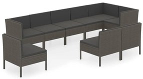 vidaXL 9 részes szürke polyrattan ülőgarnitúra párnákkal