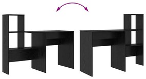 Asztal polcokkal Musta tammi 131.5 x 50 x 106.5 cm Faanyag
