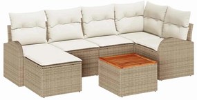 vidaXL Kerti Kanapé Szett tárolóval 7 pcs Beige és krém polirattan