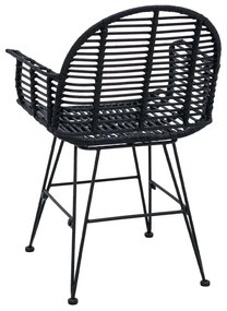 Étkezőszék 2 pcs Fekete 57 x 54.5 x 85 cm Rattan és Vas