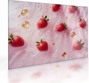 Üveg kép - Eprek buborékokban (70x50 cm)