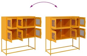 mustársárga hideghengerelt acél tálalószekrény 100,5x39x107 cm