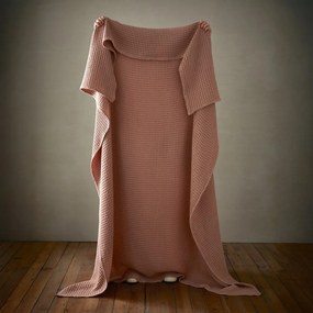 Törtrózsaszín pamut takaró 150x200 cm Jaipur Chunky Waffle – Pineapple Elephant