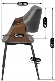 Elegáns Bársony Étkezőszék Szürke/Dió Színben. DAKOTA