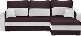 KOROS Kinyitható sarokkanapé Bordó/fehér