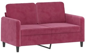 vidaXL 2 személyes bordó bársony kanapé díszpárnákkal 120 cm