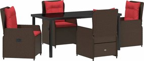 vidaXL Kert étkező szett 5 pcs Barna Poli rattan
