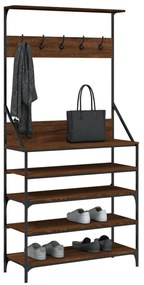 barna tölgy ruhafogas cipőpolccal 90x34x184 cm