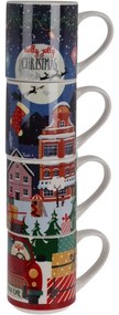 Christmas 4 db-os bögrés készlet, 265 ml, porcelán