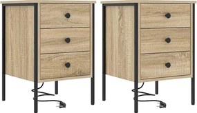 vidaXL Éjjeliszekrény 2 pcs Sonoma tölgy 42 x 41 x 61 cm Faanyag