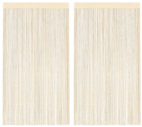 2 db krémszínű zsinórfüggöny 100 x 250 cm