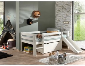 Pino fehér magasított gyerekágy csúszdával, 90 x 200 cm - Vipack