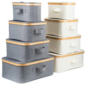 G21 tárolódoboz 30 x 15 x 15 cm, bambuszfedéllel, szürke