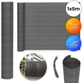 Kétoldalas bambusz szőnyeg 100x500 cm erkély terasz kerítés antracit Mu