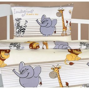 Bellatex pamut bölcsőágynemű Agata Safari bézs, 90 x 135 cm, 45 x 60 cm