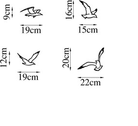 Birds fém fali dekoráció, 19×1,5 cm