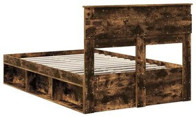 vidaXL Ágykeret matracmal Füstölt tölgy 120 x 190 cm Tömör fenyőfa