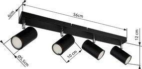 Globo 57911-4B - ROBBY 4xGU10/35W/230V fekete spotlámpa