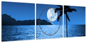 Kép - Hold a tenger felett (órával) (90x30 cm)