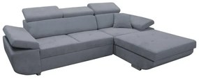 CASTELO jobb oldali, kihúzható L-alakú sarokkanapé tárolóval, sötétszürke