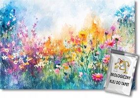 Fotótapéta Flizelina Tájkép Nyár Rét Kert Színes Virágok 250x175 ragasztó