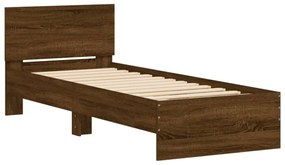 barna tölgy színű fejtámlás ágykeret matrac nélkül 90 x 190 cm