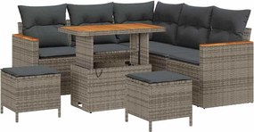 vidaXL Kerti Kanapé Szett párnával 8 pcs Szürke Poli rattan