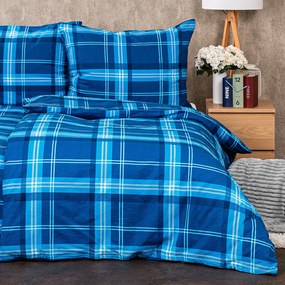 4Home Blue plaid flanel ágynemű, 140 x 200 cm, 70 x 90 cm