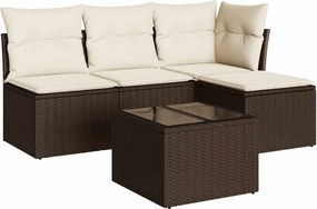 vidaXL 5 részes barna polyrattan kerti ülőgarnitúra párnával
