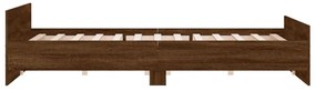barna tölgyszínű fém ágykeret fej- és lábtámlával 200 x 200 cm