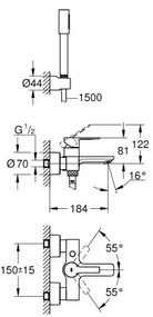 GROHE 33850001 - LINEARE kádcsaptelep DN 15, fényes króm