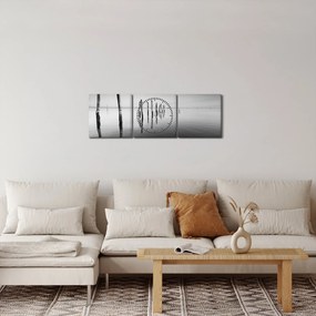 Egy fekete-fehér vízfelszín képe (órával) (90x30 cm)