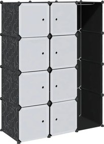 vidaXL fekete/fehér szekrény 9 tárolórekesszel 109x36,5x143 cm
