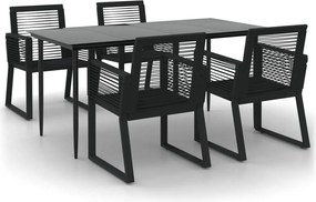 vidaXL 5 részes fekete PVC rattan kerti étkezőgarnitúra