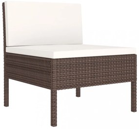 vidaXL 5 részes barna polyrattan kerti bútorszett párnákkal