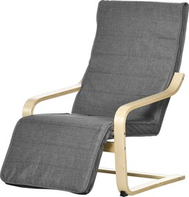 HOMCOM Relaxáló Fotel - Modern Relaxációs Fotel, Fotelező Fotel Karfákkal, Állítható Lábzsámoly 5 Szinten, Ágyazható Fotel Különleges Anyagból, Szürke