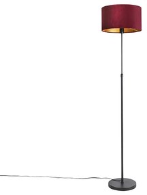 Állólámpa fekete piros bársony árnyékolóval aranyozott 35 cm - Parte