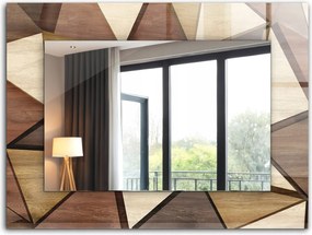 Falra akasztható üvegkeretes tükör 80x60 Fa geometrikus minták
