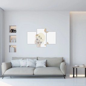 Kép - Bézs virágok pillangóval N⁰4 (90x60 cm)