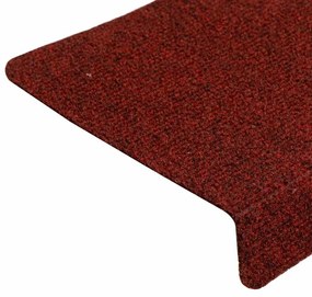 30 db öntapadós lépcsőszőnyeg, 65 x 21 x 4 cm, bordói piros, téglalap alakú széllel
