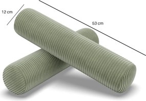 Görgős párna, 2 db, hab töltet, kordbársony, zöld