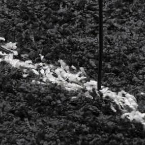 PAMPLONA fekete és krém bolyhos modern szőnyeg 80 x 250 cm