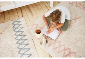 Rózsaszín-krémszínű mosható kézi szövésű pamut szőnyeg 120x160 cm Atlas Natural – Lorena Canals